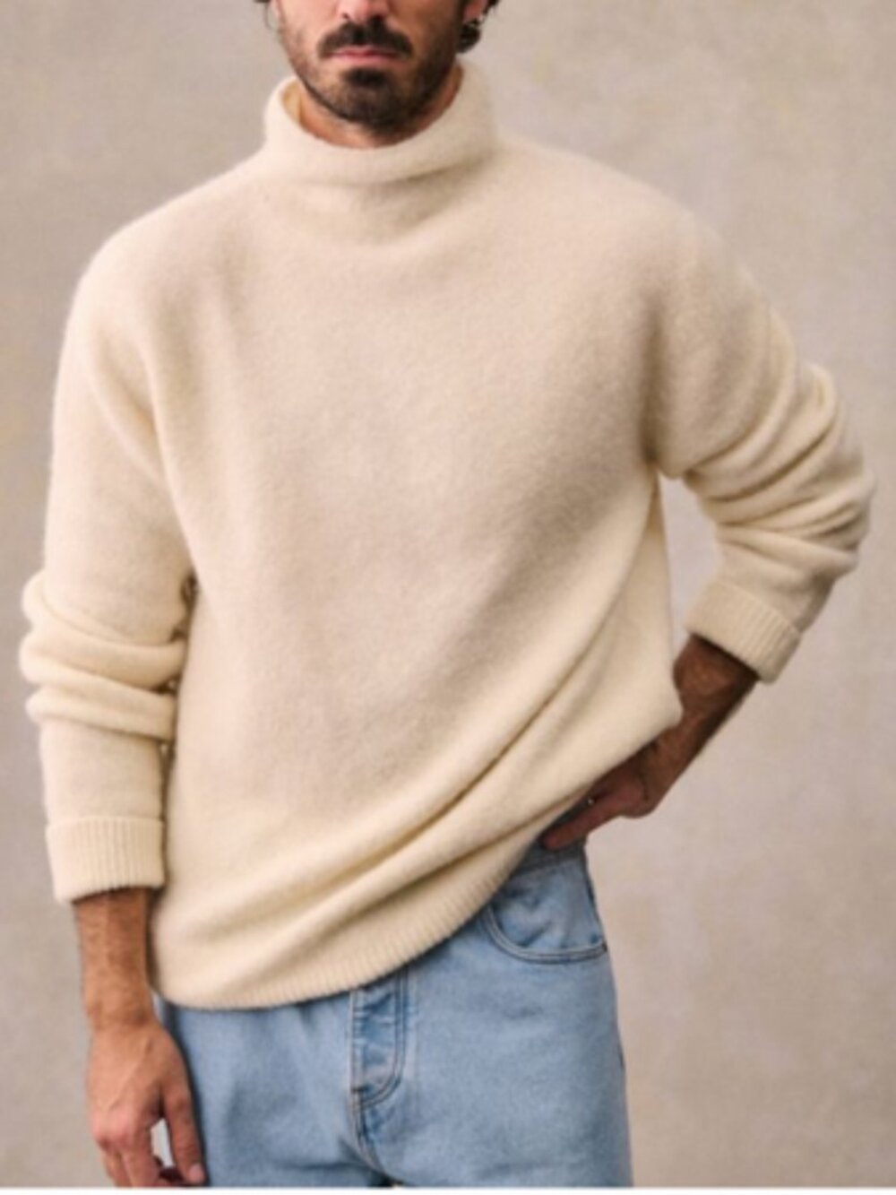 Octobre Ivory Wool-Blend Turtleneck in Medium